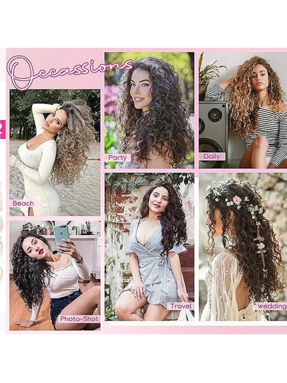 Curly Hair Extensions, 4PCS 16 inch Clip in Hair Extensions Lace Weft Short Curl